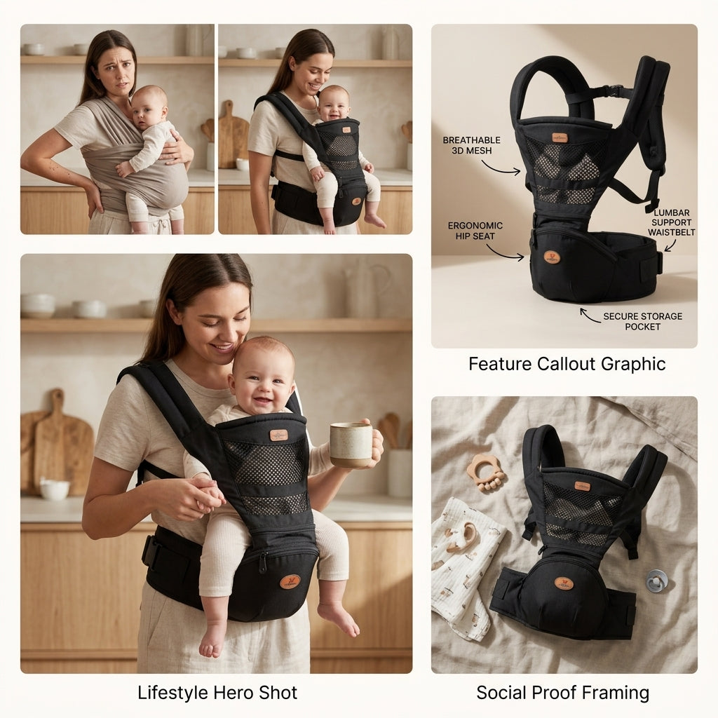 Multi-Functional Baby Waist Seat with Breathable Cotton